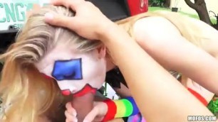 Clown girl fucked on the lawn flirt Sexy girls