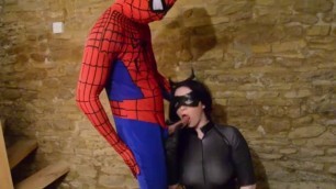 BustyCatwoman takes spidermans web on her big tits