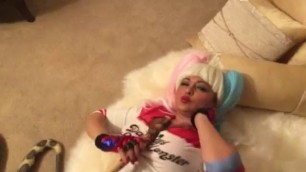 Harley Quinn caresses your pussy with your fingers Masturbating
