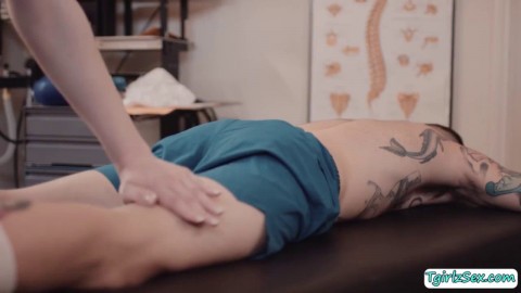 TS masseuse fucks the ass of her client