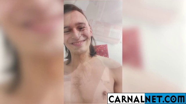 Cute Australian guy licks his own massive ten-inch cock!