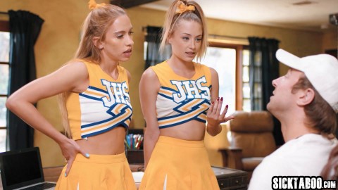 We want to blow your whistle coach so guy fucked two horny cheerleaders