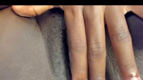 Hot Ebony fingering pussy up close with lush