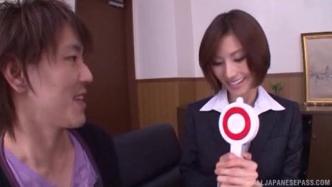 Japanese Secretary Akari Asahina Spreads Her Legs To Tease Hot Girl Sucking Huge Cock
