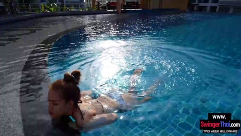 Big boobs Asian MILF Hana pool day and sex with big dick boyfriend after