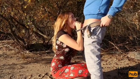 outdoor blowjob cum in mouth! sweet teen doing blowjob on the beach. luxurygirl Fansly