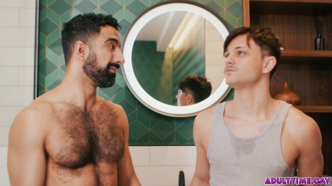 OH NO! How AWKWARD is this! Dude gets a boner when taking a shower with his friend