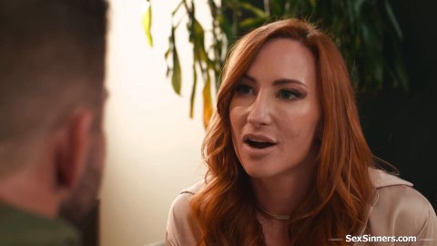 Busty redhead shrink has a thing for bad boys and rough sex