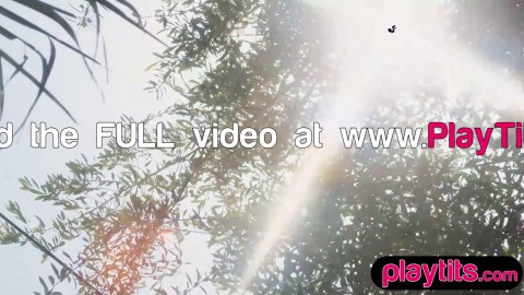 Petite Middle Eastern MILF exposes her perky pierced tits outdoor