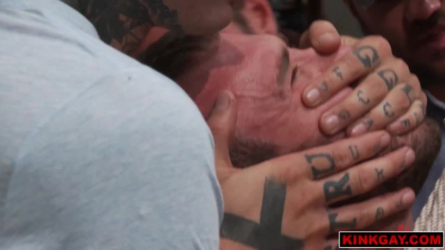 Dylan Strokes calls all his buddies to fuck Mike Gaite in his garage