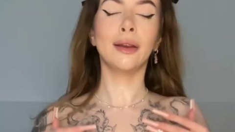 Adrianna Savu, with meaty bra-stuffers and nails, plays with my jugs in a solo, naked, and dirty way - XXX!