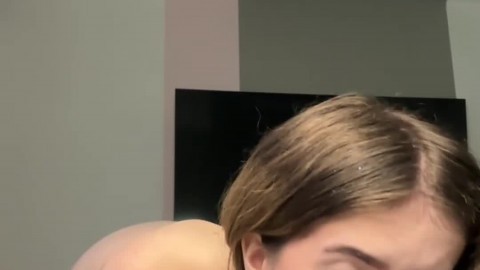 Adrianna Savu scrupulously polishing her dildo post-orgasm.