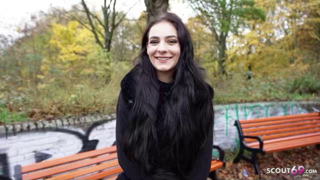 GERMAN SCOUT - Pink Bush saggy Tits Girl Alexa Throat Pick Up for Casting Fuck