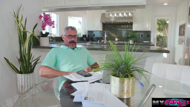 My stepdaughter gives me a foot job and fucks her