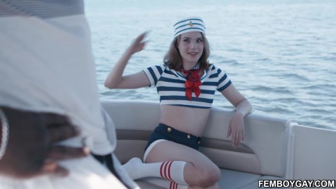 SHIP AHOY! A femboy Yuna Yule fucked on a mini-yacht!