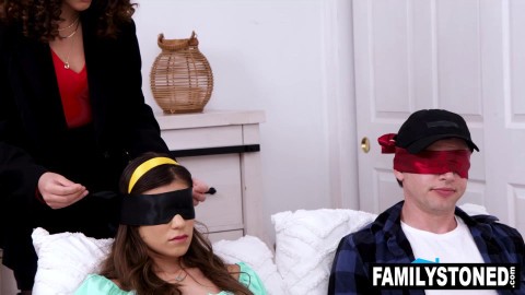 Stepbrother fucking both his stepsister and their therapyst together