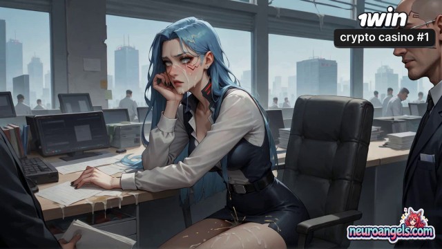 Neuro Angels: Blue-Haired Goddess Drenched in Creamy Office Squirting