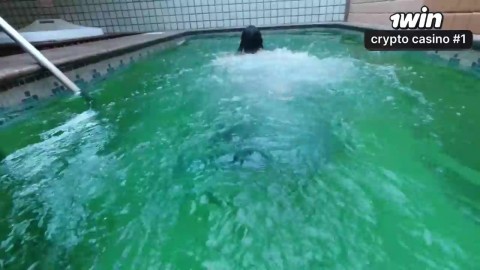 Naughty and steaming dark haired loves to display off in the motel pool - Subscribe