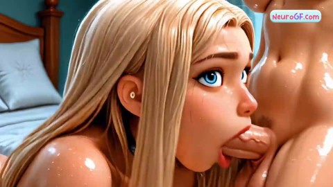 Dickgirl beauty blows thick dick then takes deep anal sex and gets drenched in cum (AI)