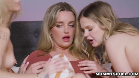 Stepsisters Caught by Stepmom Secret Lesbian Threesome