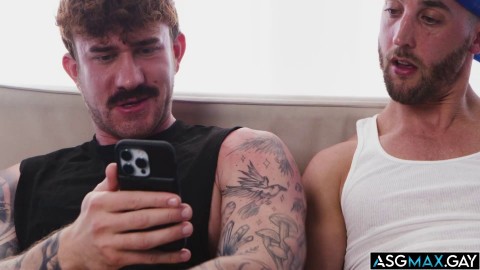 Two straight buddies Adam Banks and Evan Jordie getting turned on upon jerking