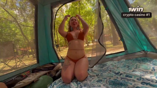Romantic camping drill with my Brazilian lover, jism on her face - super-fucking-hot