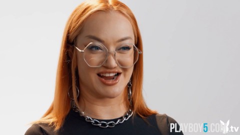 Chubby redhead MILF Emma Magnolia interview and masturbation
