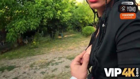 POV shot of a black-haired woman liking his large stiffy with cumshot