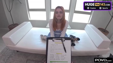 Redhead Casting Agent Gives Tight Pussy a Hardcore Creampie