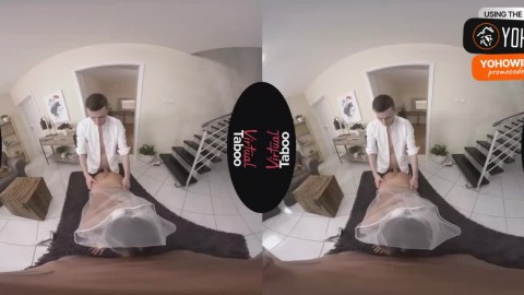 Brunette bride gives fellatio to two men