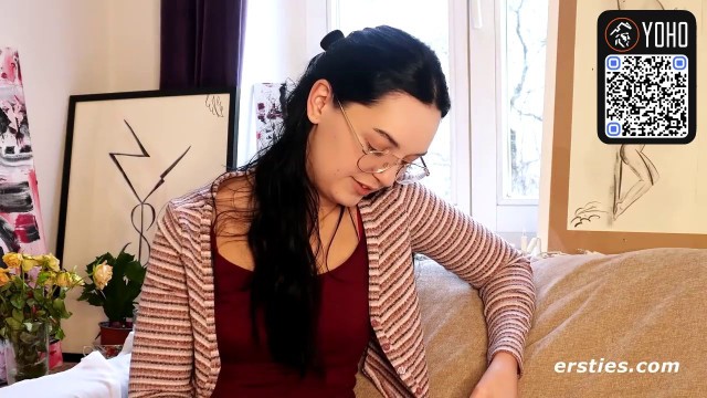 Hairy tatted black-haired plays with pinkish toys solo