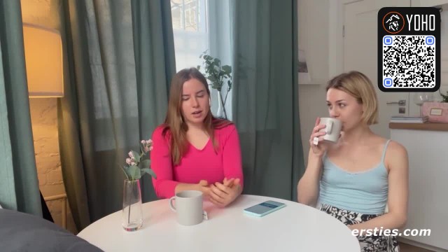 Two blonde and brown-haired ladies love lezzy fun