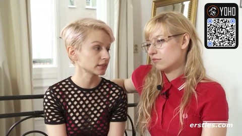 Two blonde femmes enjoy restrain bondage and cooch licking with toys