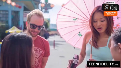 Busty Asian teen legitimate gives a deep deep throat and money-shot during massage