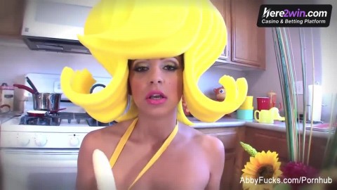 Female adult with immense funbags milks in kitchen