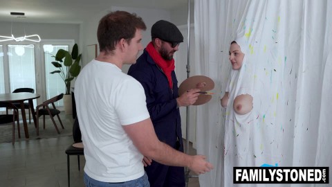 Stepdad Uses My Body as His Personal Canvas and Paints Me with Cum