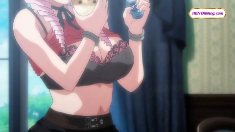 Candy pigtails & strict maid edge his cock with vibrator play and sticky food