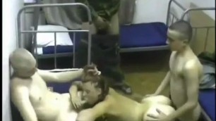 Sex in Russian army soldiers fuck a chick in the barracks