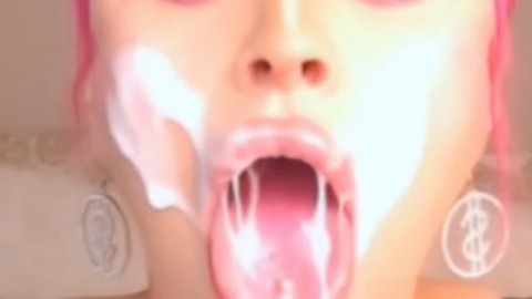 Wild Redhead Slurps Her Squirting Dildo