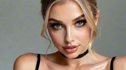 Blonde Bombshell Yanks Her Bra Down and Shoves Her Massive Tits