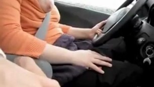 wife is gently rubbing dick in the car