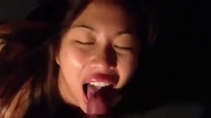 Asian blowjob and lick balls
