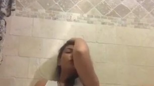 Latina babe making her vagina cream