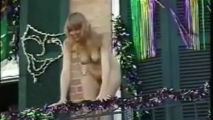 Mardi gras punish teen cutie balcony showof