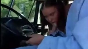 Naughty schoolgirl Mimi Allen fucks with bus driver