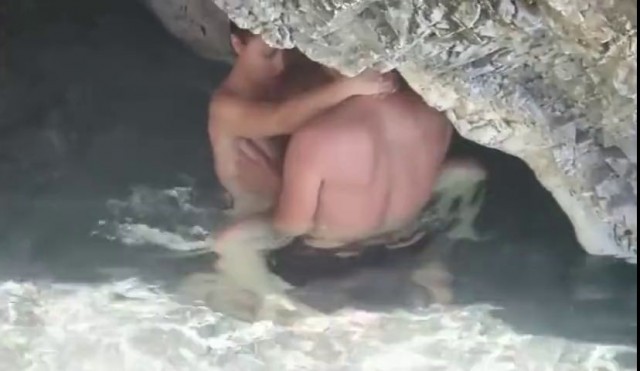 Young couple gets caught fucking in the sea vacation